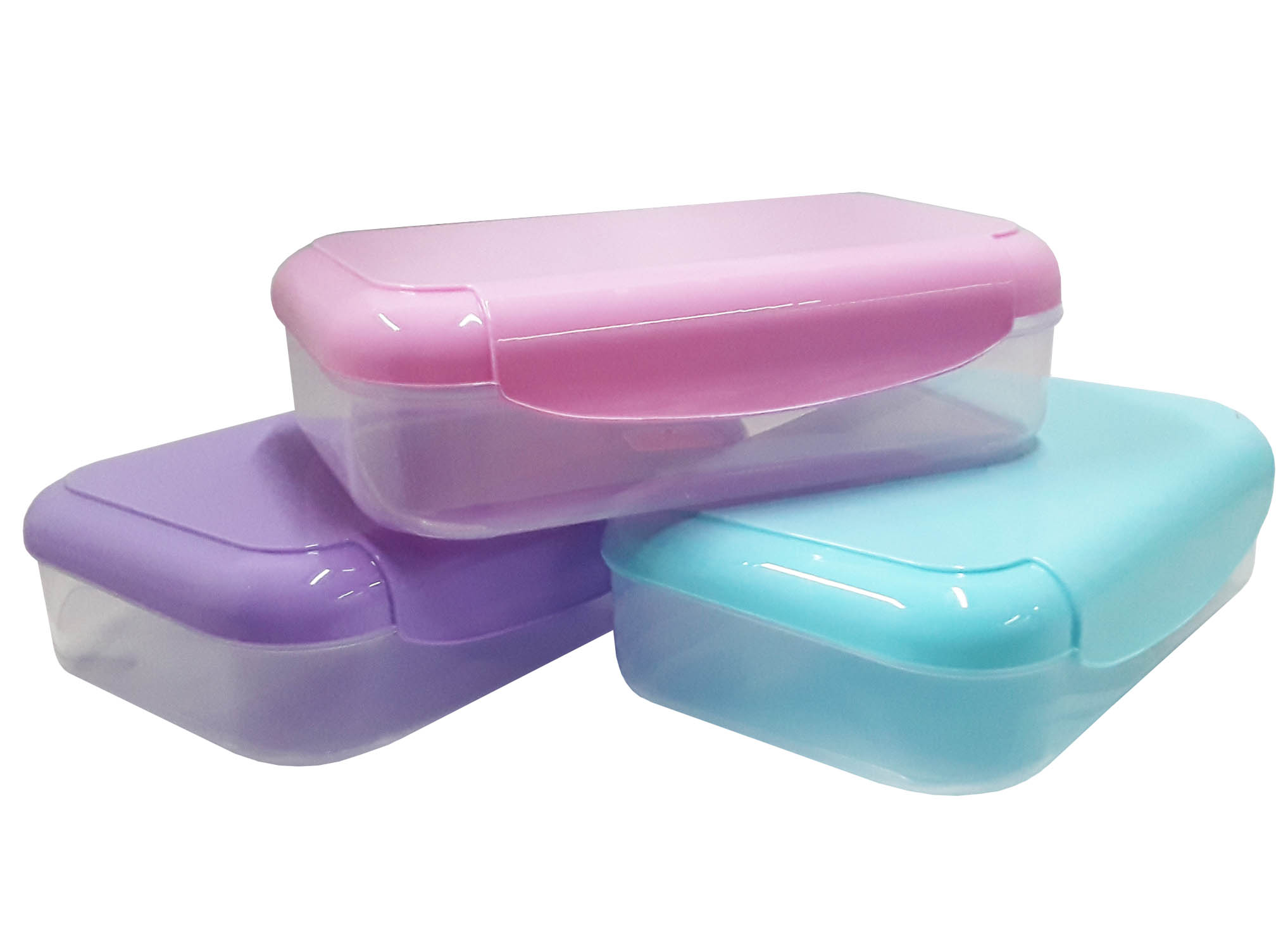 69528.jpg LUNCHERA PLAST. T/COLORES PASTELES 20X12X6CM - Image 1